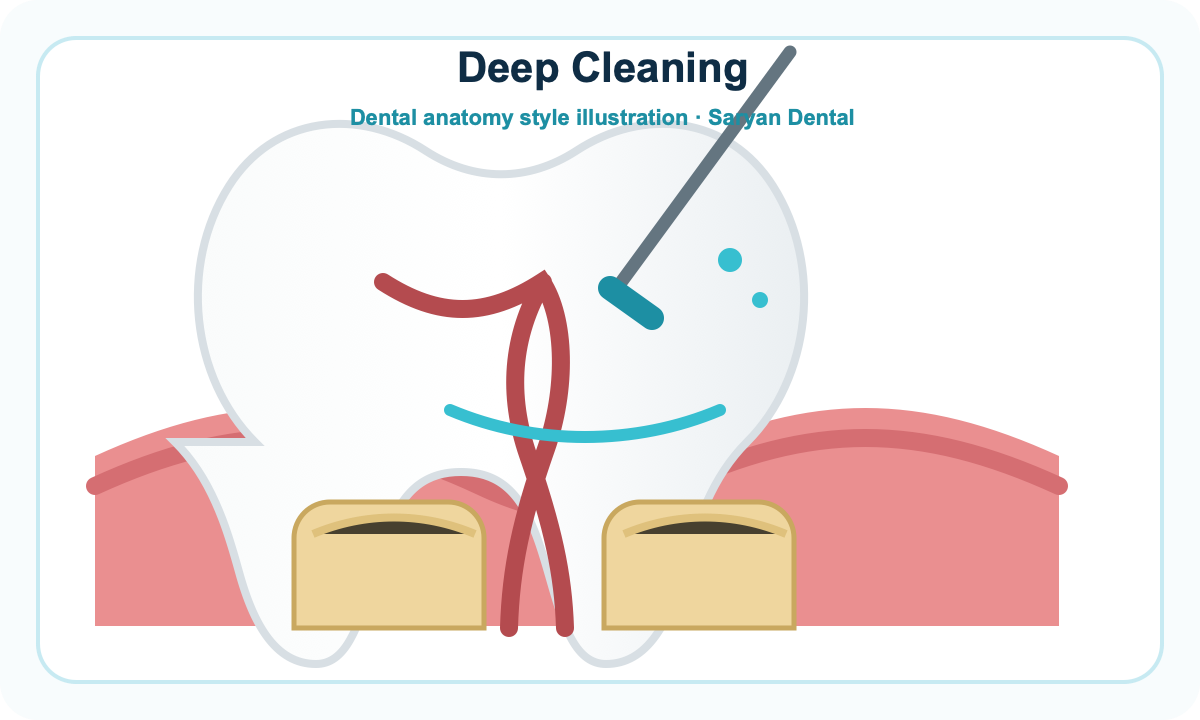 Dental anatomy illustration for Deep Cleaning at Saryan Dental in Glendale