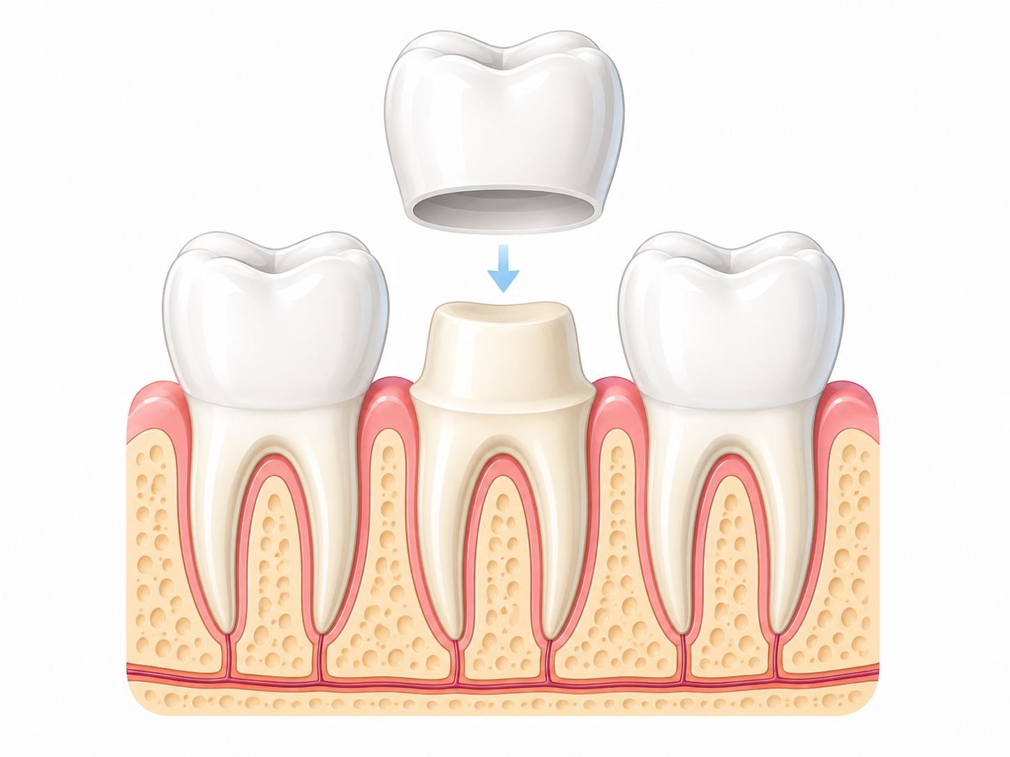 Dental anatomy illustration for Dental Crowns at Saryan Dental in Glendale